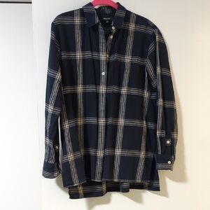 Madewell Navy Plaid Button Down Shirt